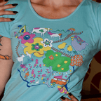 Whimsical Landscape & Animal Tee in Blue Skies Graphic tee La Vie Bien Whimsical Landscape & Animal Tee in Blue Skies
