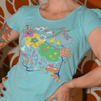Whimsical Landscape & Animal Tee in Blue Skies Graphic tee La Vie Bien Whimsical Landscape & Animal Tee in Blue Skies