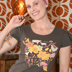 Whimsical Landscape & Animal Tee in Walnut Graphic tee La Vie Bien Whimsical Landscape & Animal Tee in Walnut