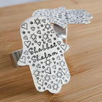 Whimsical Shabbat Shalom Hamsa Napkin Rings by Salt Sparkle Shalom