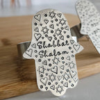 Whimsical Shabbat Shalom Hamsa Napkin Rings by Salt Sparkle Shalom