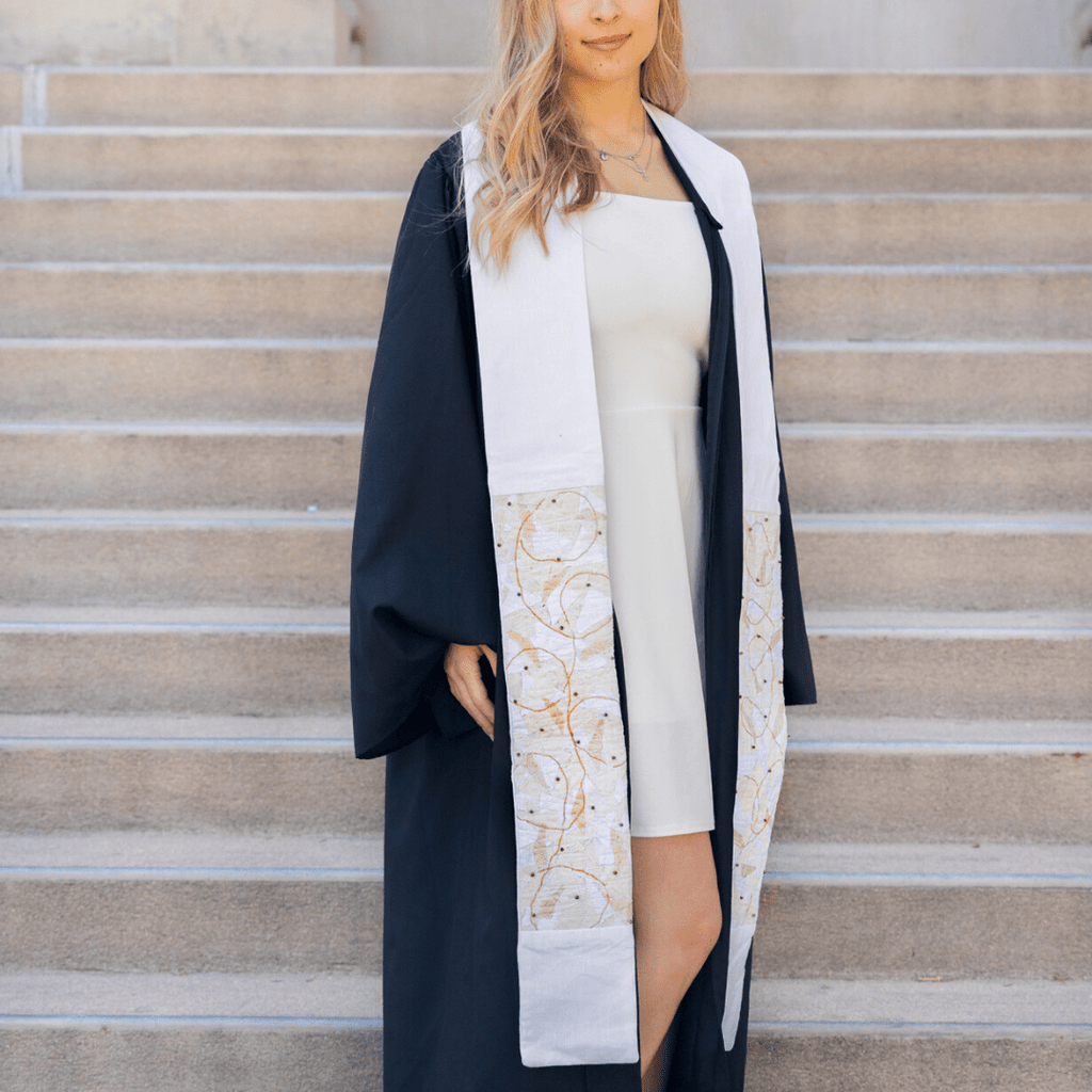 White and Gold Contemporary Clergy Stole Religious La Vie Bien White and Gold Contemporary Clergy Stole