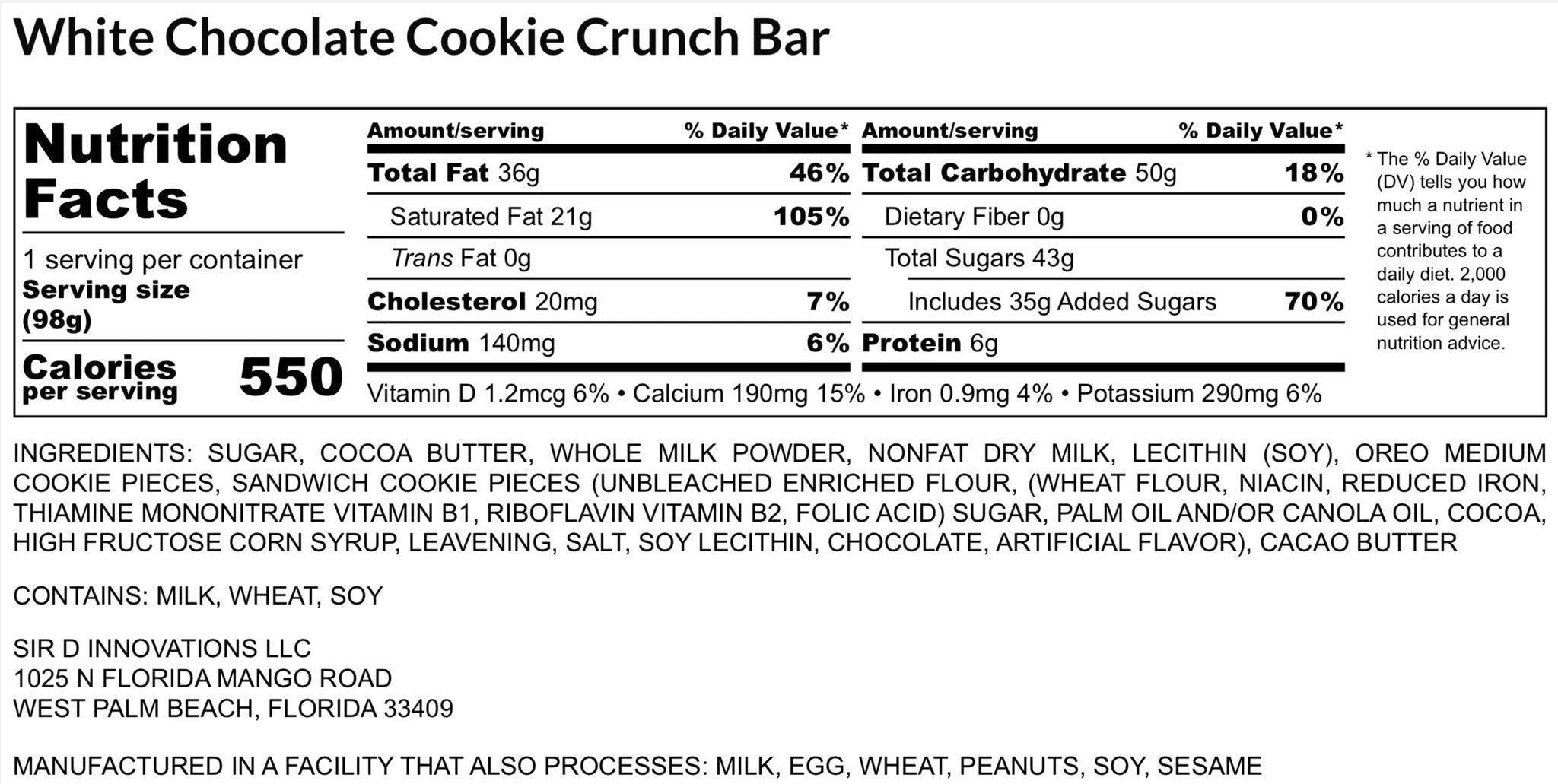 White Chocolate Cookie Crunch Bar by Partager