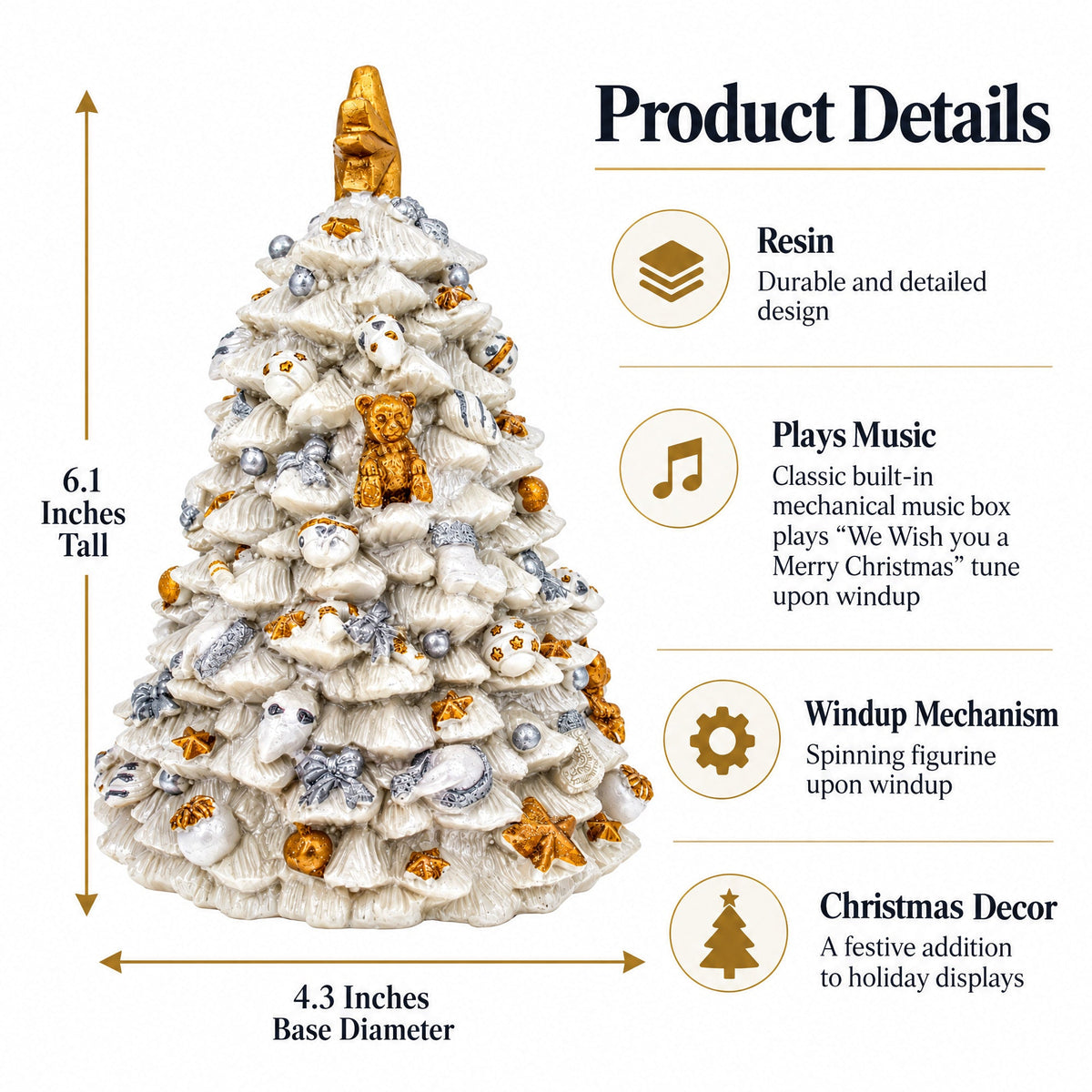 White Christmas Tree Spinning Musical Figurine Musical Figurines > Christmas Trees La Vie Bien White Christmas Tree Spinning Musical Figurine
