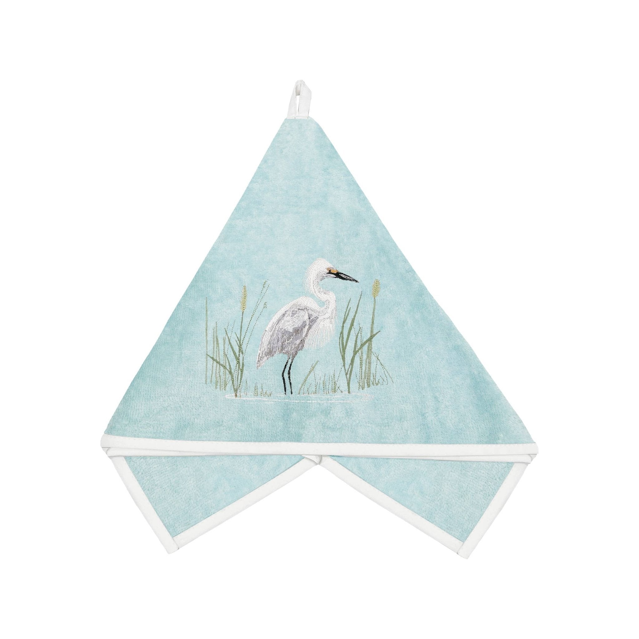 White Egret Bird Terrycloth Guest Hand Towel La Vie Bien White Egret Bird Terrycloth Guest Hand Towel