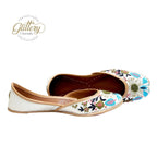 White Ethnic Punjabi Leather Jutti | Women'S Traditional Wear Mojari | Women Khussa Shoes | Indian Ballet Flats Jutti La Vie Bien White Ethnic Punjabi Leather Jutti | Women'S Traditional Wear Mojari | Women Khussa Shoes | Indian Ballet Flats