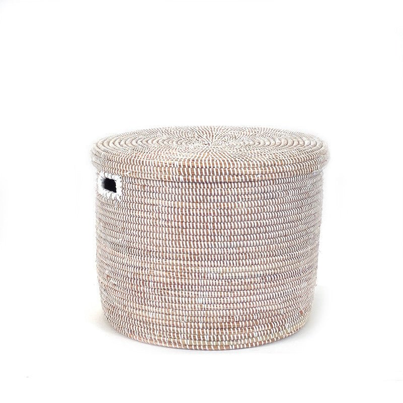White Flat Lid Floor Basket La Vie Bien White Flat Lid Floor Basket