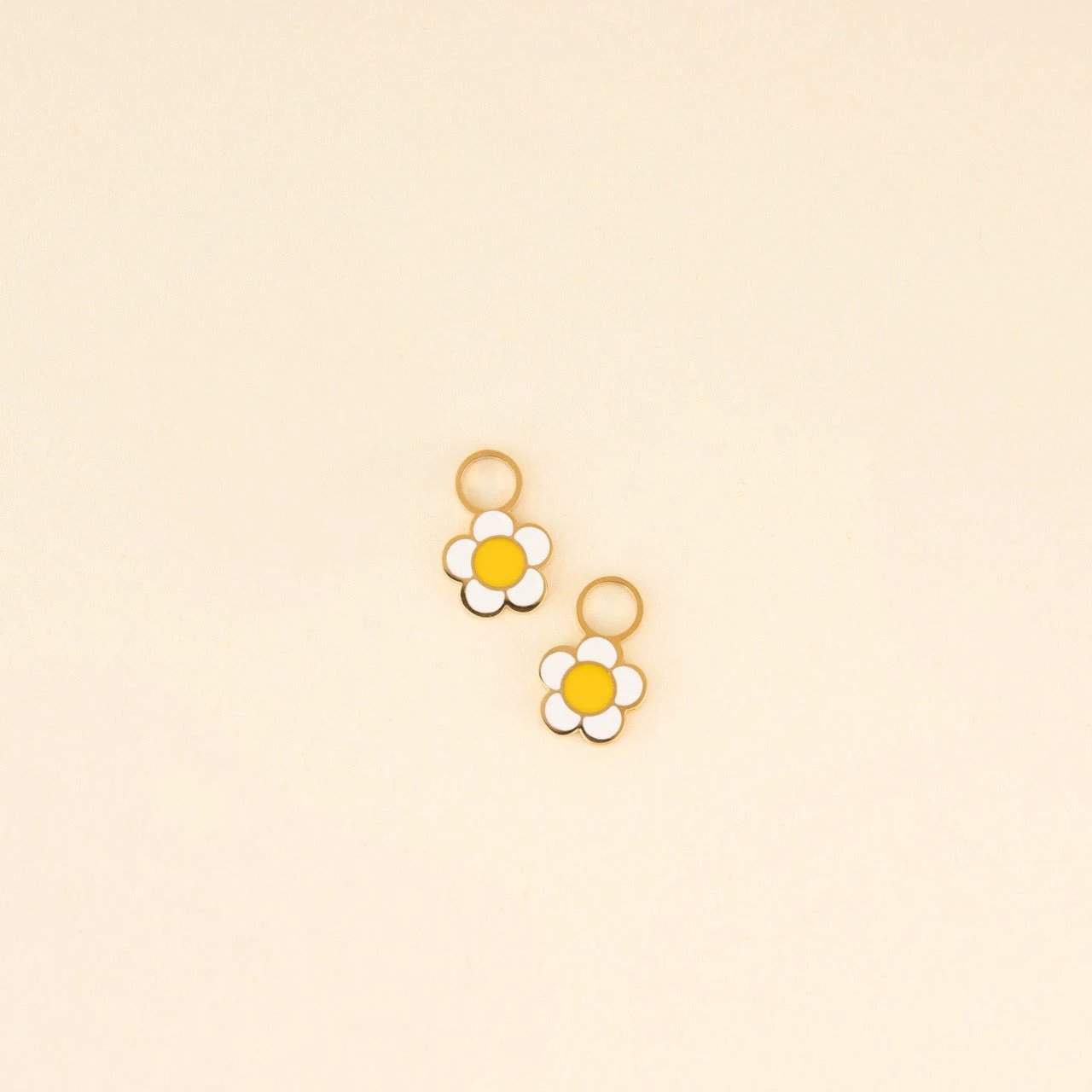 White Flower Huggie Hoop Charms by Oh Clementine