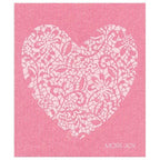 White Heart on Pink Swedish Dishcloth Swedish Dishcloths La Vie Bien White Heart on Pink Swedish Dishcloth