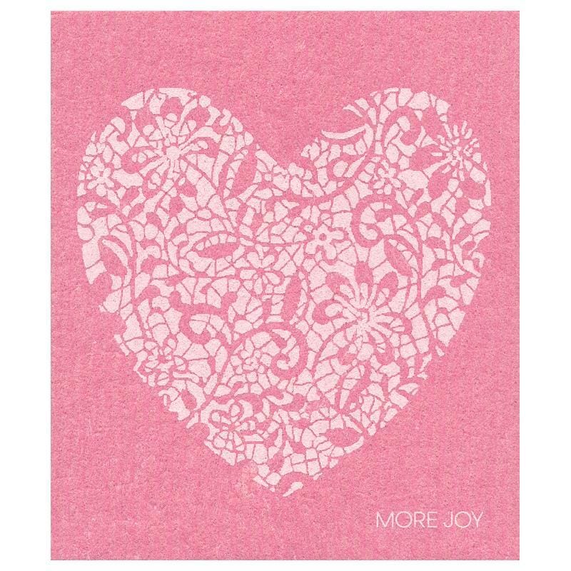 White Heart on Pink Swedish Dishcloth Swedish Dishcloths La Vie Bien White Heart on Pink Swedish Dishcloth
