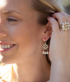 White Hibiscus Mother of Pearl and Golden Ring by Barse Jewelry