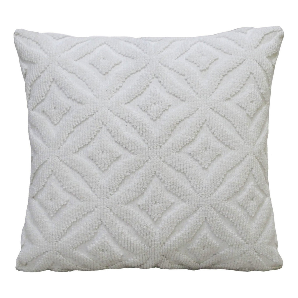 18"x18" White Indoor Outdoor Ogee Decorative Pillow