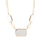 White Mother of Pearl and Golden Bronze Statement Necklace by Barse Jewelry