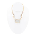 White Mother of Pearl and Golden Bronze Statement Necklace by Barse Jewelry