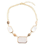 White Mother of Pearl and Golden Bronze Statement Necklace by Barse Jewelry