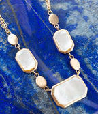 White Mother of Pearl and Golden Bronze Statement Necklace by Barse Jewelry