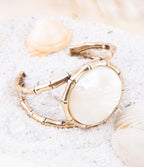 White Mother of Pearl Golden Bamboo Cuff Bracelet Bracelets La Vie Bien White Mother of Pearl Golden Bamboo Cuff Bracelet