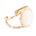 White Mother of Pearl Golden Bamboo Cuff Bracelet Bracelets La Vie Bien White Mother of Pearl Golden Bamboo Cuff Bracelet
