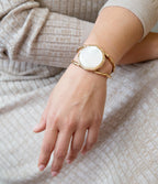 White Mother of Pearl Golden Bamboo Cuff Bracelet Bracelets La Vie Bien White Mother of Pearl Golden Bamboo Cuff Bracelet
