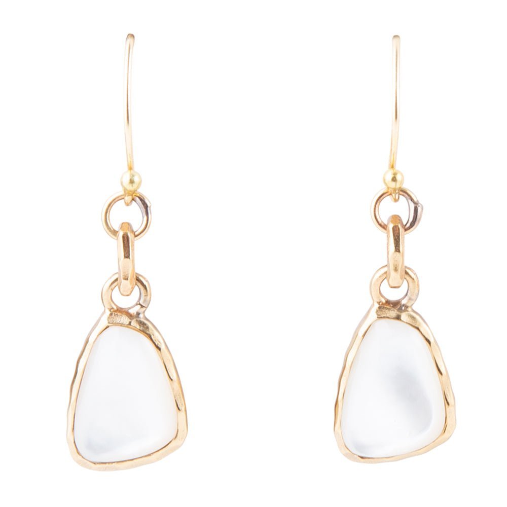 White Mother of Pearl Golden Drop Earrings Earrings La Vie Bien White Mother of Pearl Golden Drop Earrings