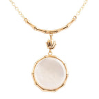 White Mother of Pearl Golden Statement Pendant Necklace Earrings La Vie Bien White Mother of Pearl Golden Statement Pendant Necklace