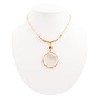White Mother of Pearl Golden Statement Pendant Necklace Earrings La Vie Bien White Mother of Pearl Golden Statement Pendant Necklace