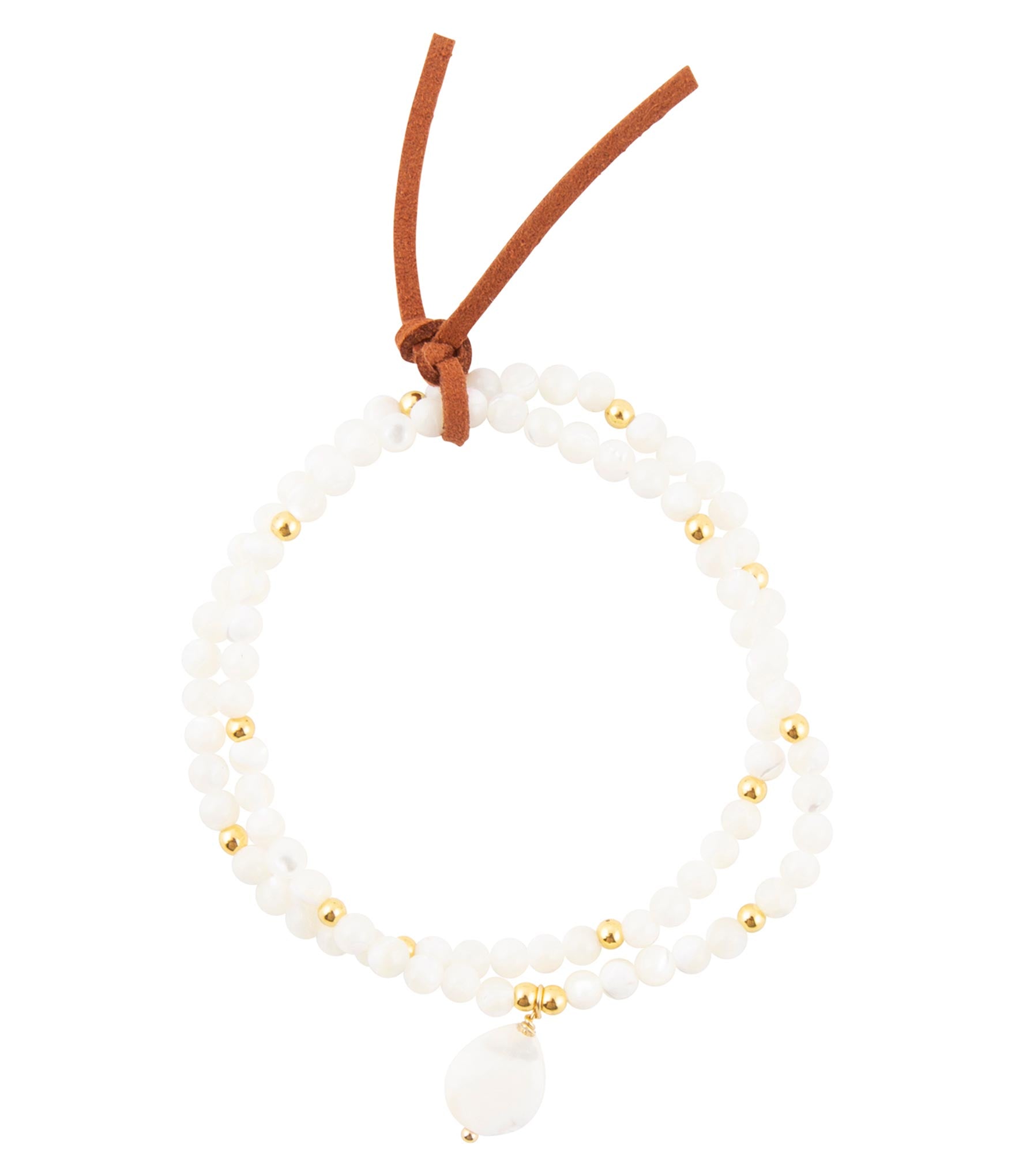 White Mother of Pearl Stretch Golden Bracelet