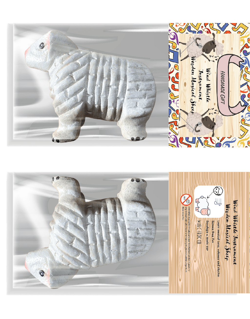 White Musical Whistle Sheep Instrument by Music Frog Co