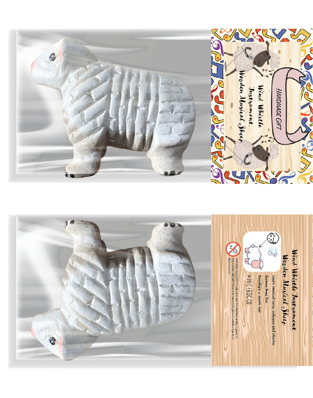 White Musical Whistle Sheep Instrument by Music Frog Co