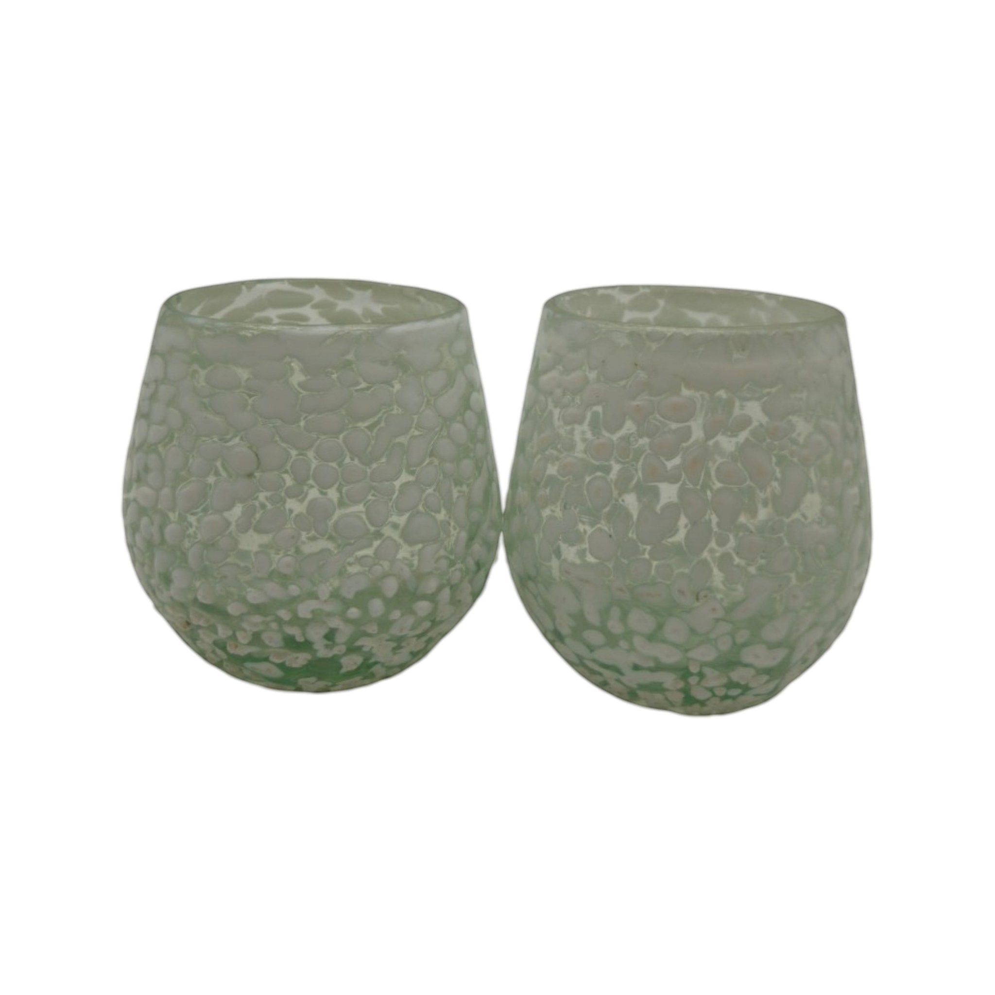 White Pebbled Wine Glass | Hand-Blown Mexican Stemless Glassware Mexican Wine Glass La Vie Bien White Pebbled Wine Glass | Hand-Blown Mexican Stemless Glassware