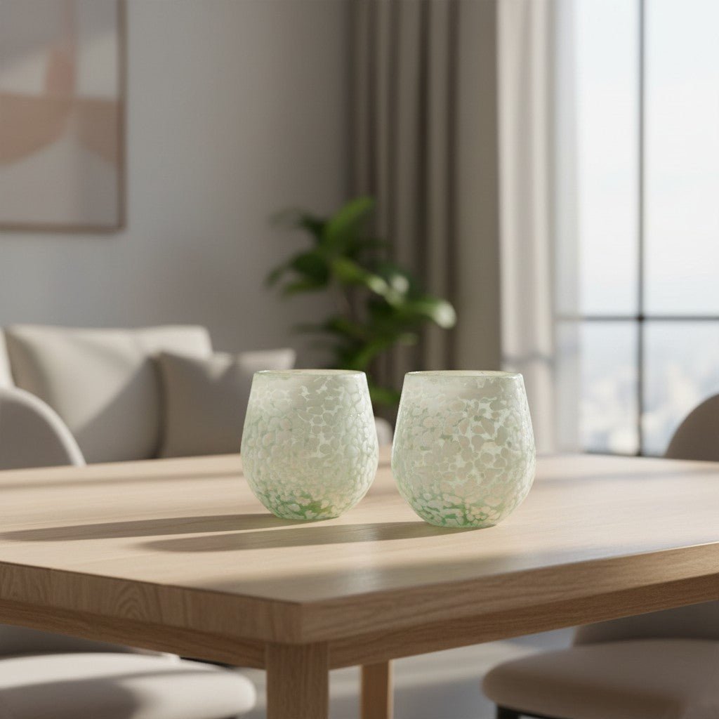 White Pebbled Wine Glass | Hand-Blown Mexican Stemless Glassware Mexican Wine Glass La Vie Bien White Pebbled Wine Glass | Hand-Blown Mexican Stemless Glassware