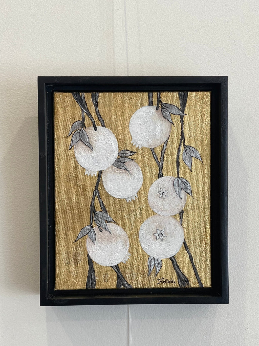 White Pomegranates on Gold Painting Canvas Art La Vie Bien White Pomegranates on Gold Painting