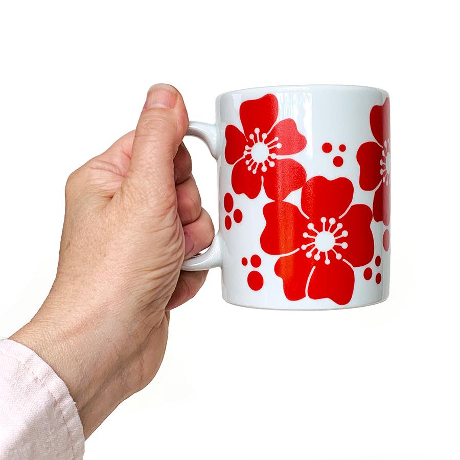 White Porcelain with Red Flowers Mug Mug La Vie Bien White Porcelain with Red Flowers Mug