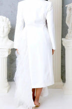 White Side Tulle Detail Dress Jacket