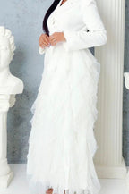 White Side Tulle Detail Dress Jacket