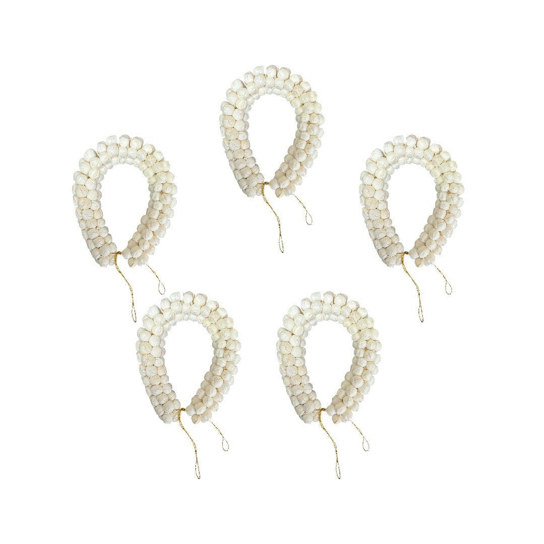 White Sola Wood Bun Gajra, Set of 5 Accessories La Vie Bien White Sola Wood Bun Gajra, Set of 5