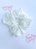 White Solid Oversized Scrunchy by Evie Pearl Handmade