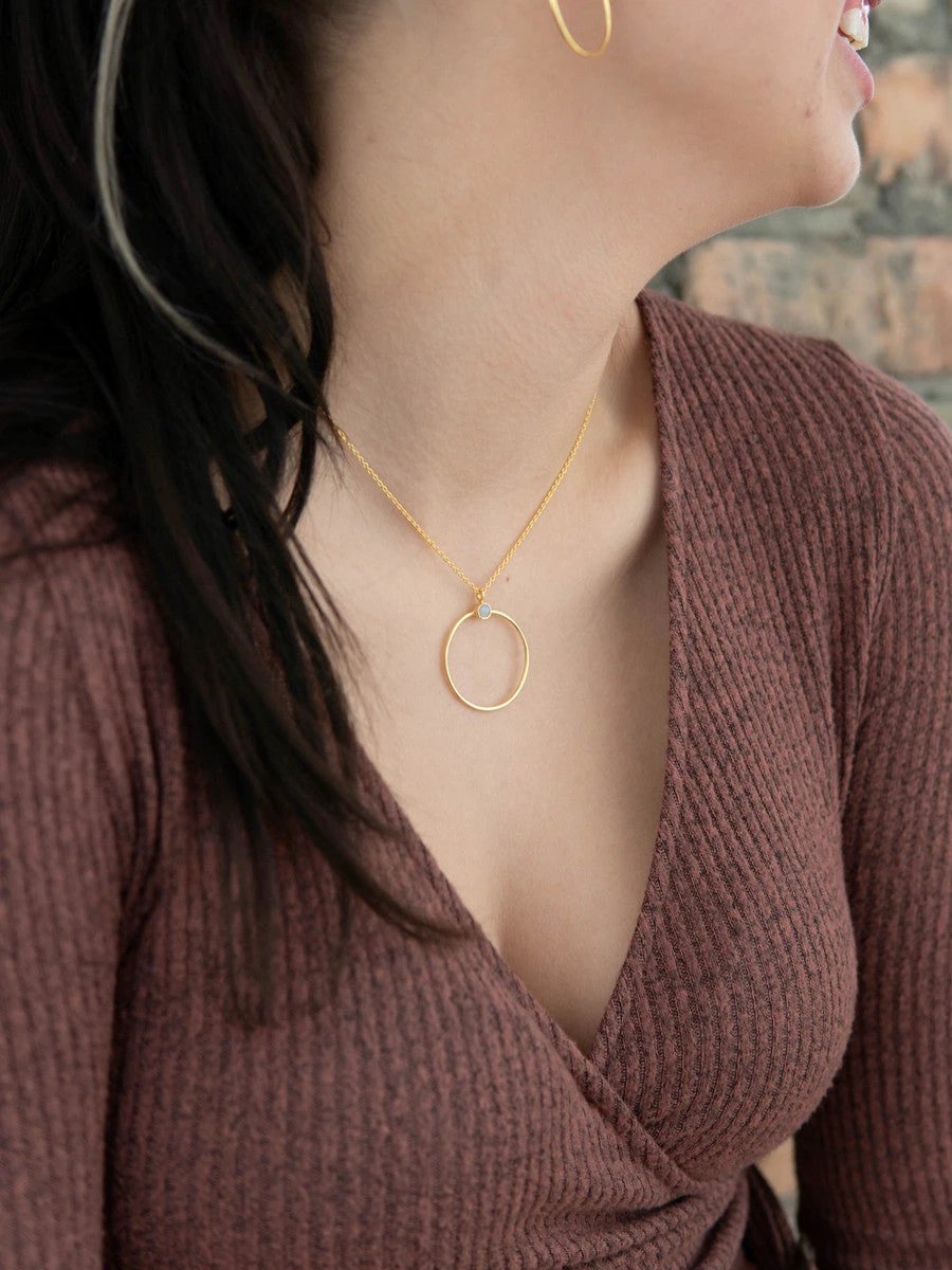 White Stone Loop Necklace