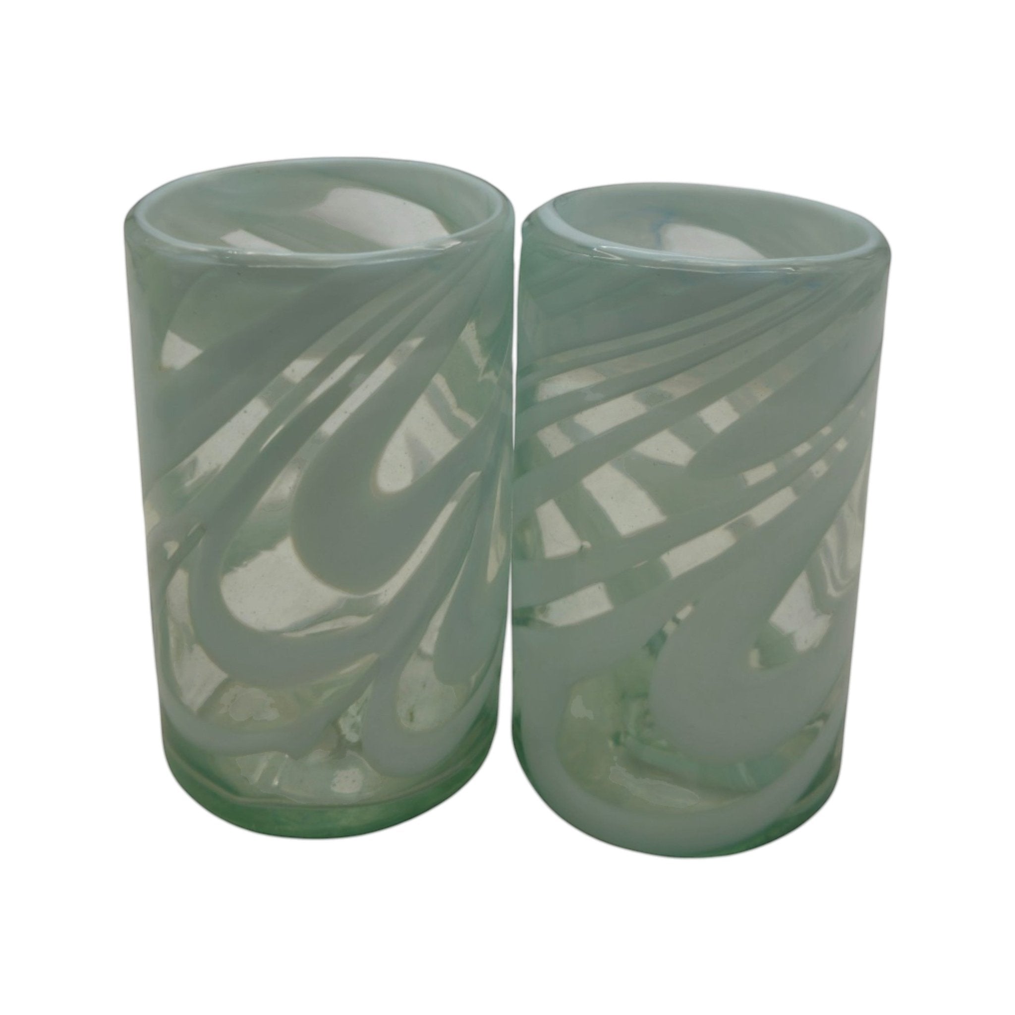 White Swirl Hand-Blown Mexican Glass | Artisan Drinkware Mexican Drinking Glass La Vie Bien White Swirl Hand-Blown Mexican Glass | Artisan Drinkware