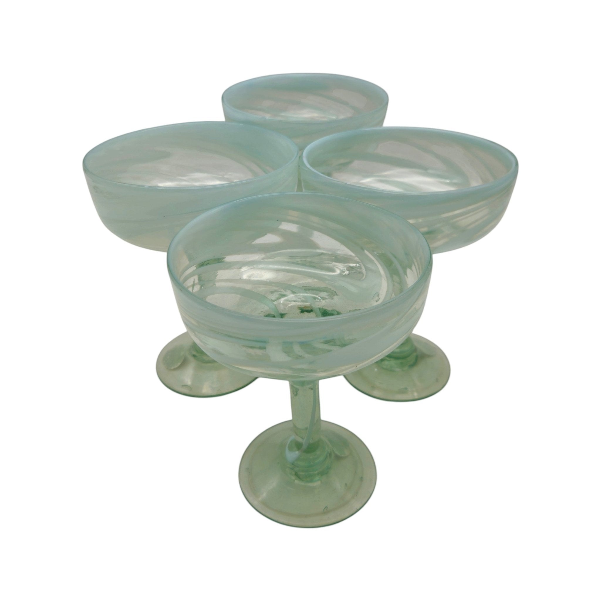 White Swirl Margarita Glass | Hand-Blown Mexican Barware Mexican Margarita Glass La Vie Bien White Swirl Margarita Glass | Hand-Blown Mexican Barware