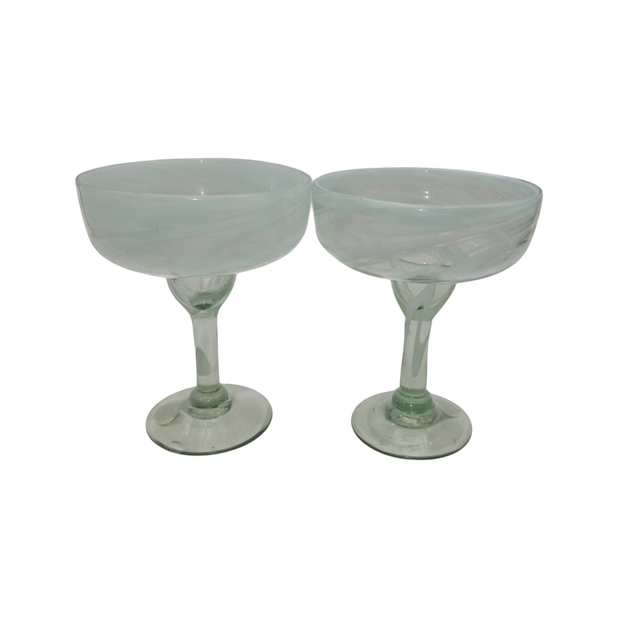 White Swirl Margarita Glass | Hand-Blown Mexican Barware Mexican Margarita Glass La Vie Bien White Swirl Margarita Glass | Hand-Blown Mexican Barware