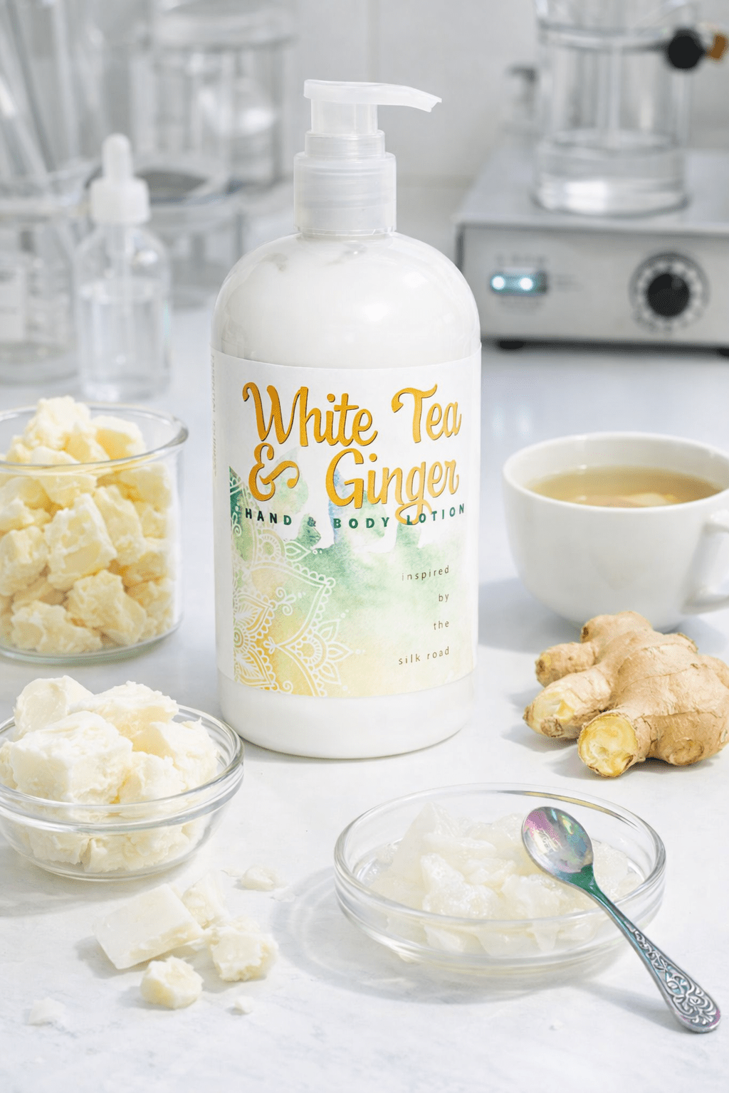 WHITE TEA & GINGER HAND & BODY LOTION 16 oz or 2 oz BUTTERS & SALVES La Vie Bien WHITE TEA & GINGER HAND & BODY LOTION 16 oz or 2 oz