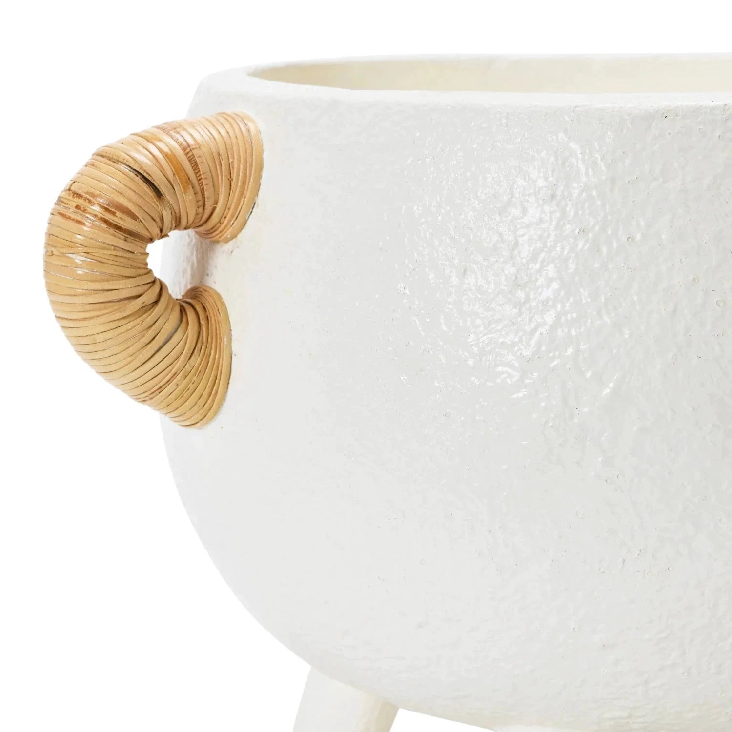 Wren Terracotta Planter with Rattan Handles by White Cliff Studio