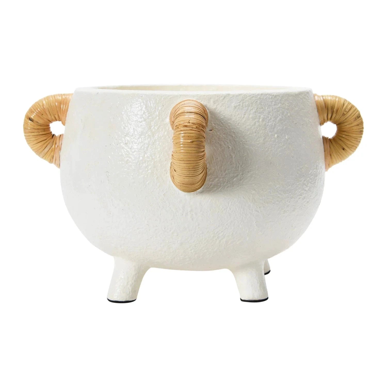 Wren Terracotta Planter with Rattan Handles by White Cliff Studio