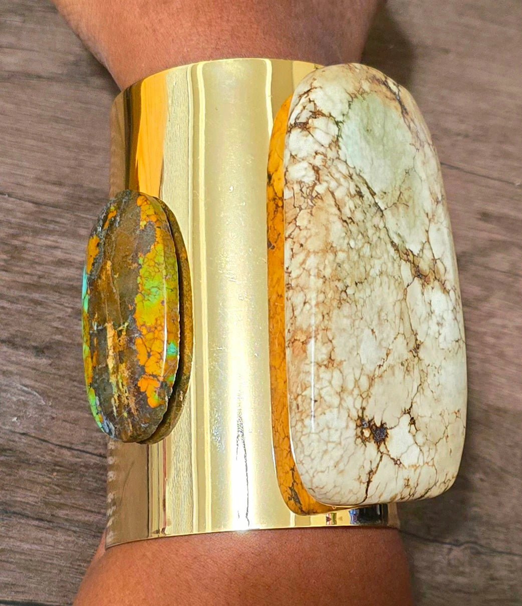 White Turquoise Cuff Bangle by L.Signature Collection by L.Styles