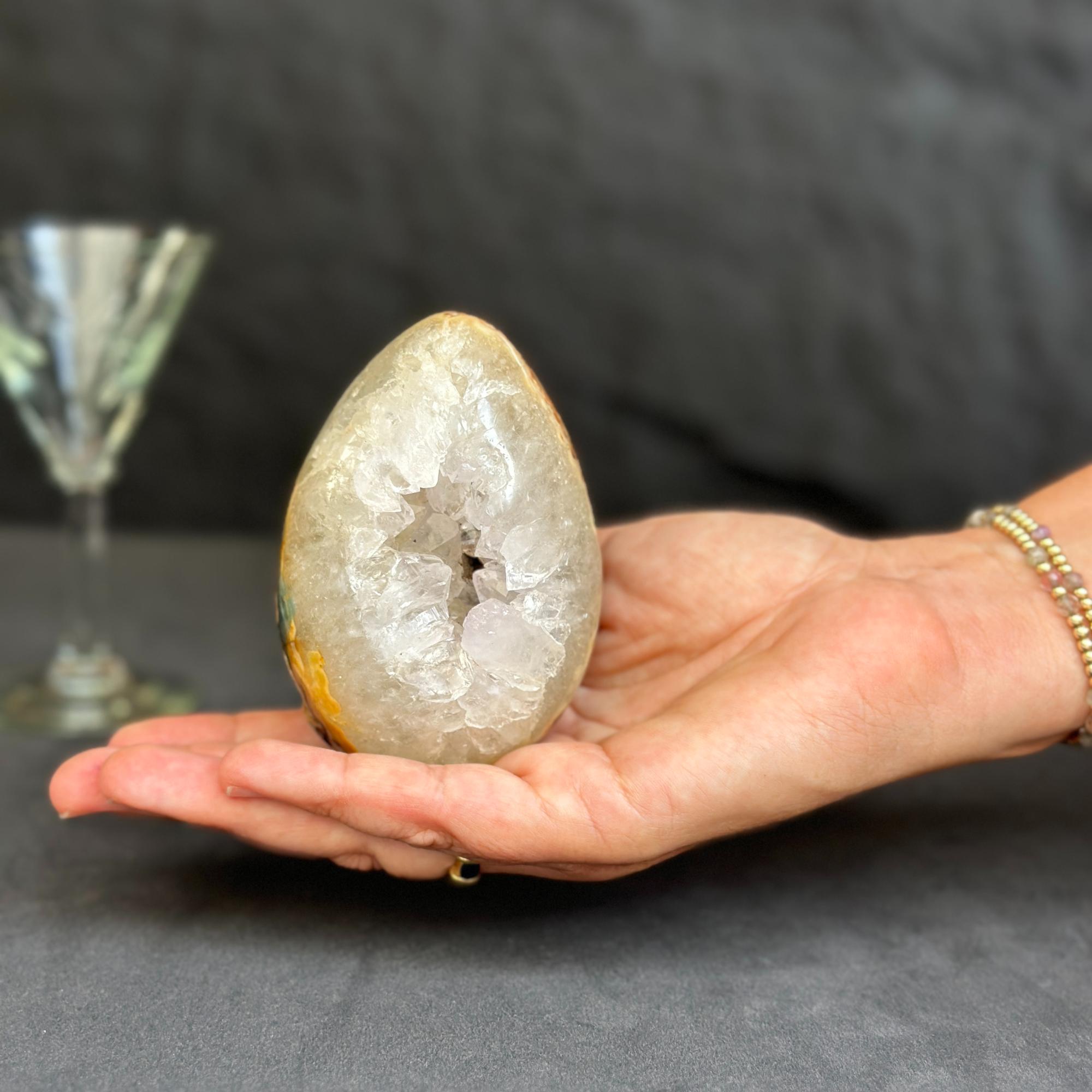 Genuine Amethyst Egg, Quartz Geode Cave, Crystal Cavern, Extra quality piece, Cut base polished specimen
