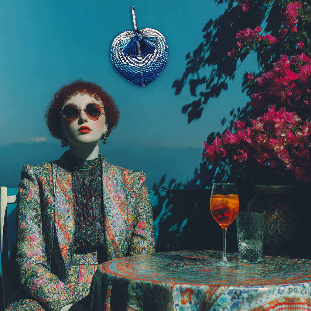 Tricolor Raffia Handmade Fan