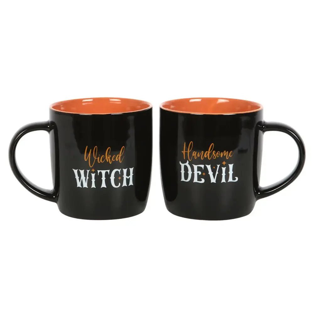 Wicked Witch and Handsome Devil Couples Halloween Mug Set La Vie Bien Wicked Witch and Handsome Devil Couples Halloween Mug Set