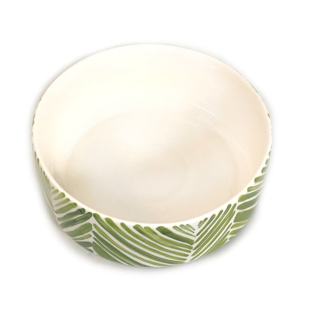Wide Serving Bowl - Green Palm Leaves La Vie Bien Wide Serving Bowl - Green Palm Leaves