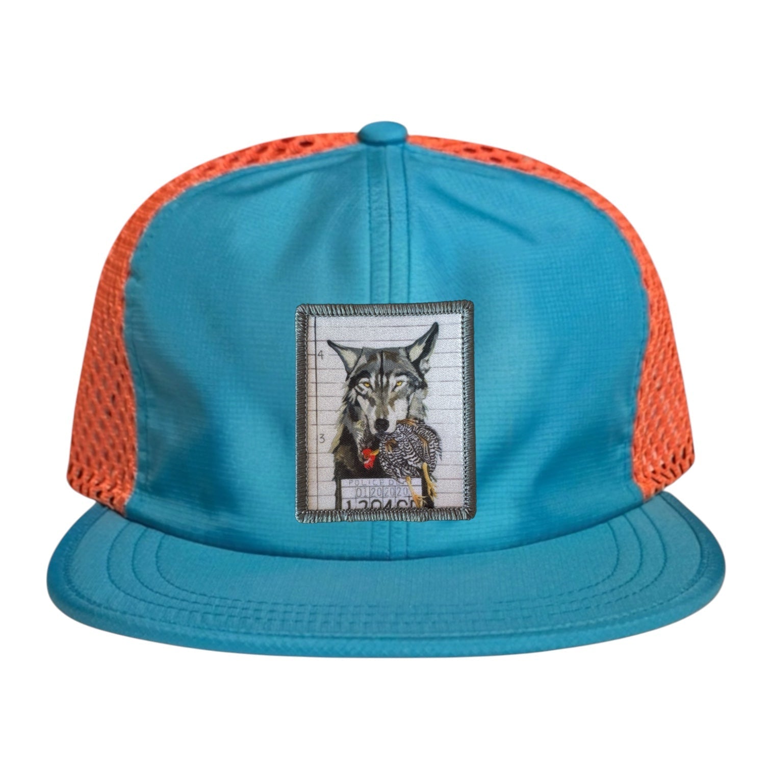 Wide Set Mesh Cap Orange/ Teal Hats La Vie Bien Wide Set Mesh Cap Orange/ Teal